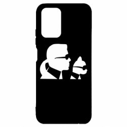 Чехол для Xiaomi Redmi Note 10 Karl and the cat with glasses - PrintSalon