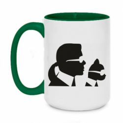 Чашка двухцветная 420ml Karl and the cat with glasses - PrintSalon