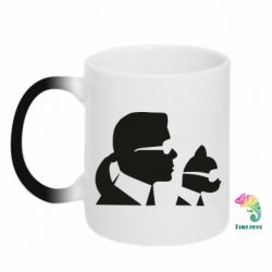 Чашка-хамелеон Karl and the cat with glasses - PrintSalon