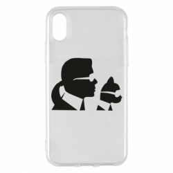 Чехол для iPhone X/Xs Karl and the cat with glasses - PrintSalon
