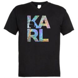 Мужская футболка  с V-образным вырезом Karl fashion designer - PrintSalon