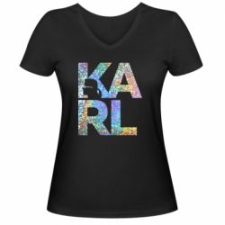 Женская футболка с V-образным вырезом Karl fashion designer - PrintSalon