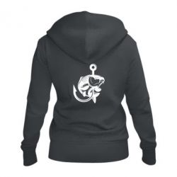 Женское худи на молнии Карп на крючке - PrintSalon