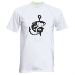 Мужская футболка для спорта Карп на крючке - PrintSalon