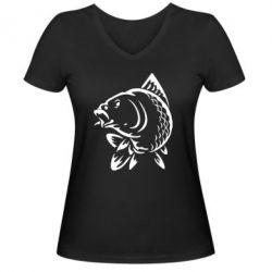 Женская футболка с V-образным вырезом Карп - PrintSalon