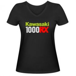 Женская футболка с V-образным вырезом Kawasaki 1000RX - PrintSalon