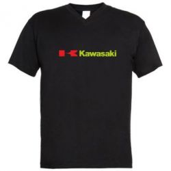 Мужская футболка  с V-образным вырезом Kawasaki Logo - PrintSalon