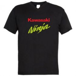 Мужская футболка  с V-образным вырезом Kawasaki Ninja - PrintSalon