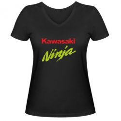 Женская футболка с V-образным вырезом Kawasaki Ninja - PrintSalon