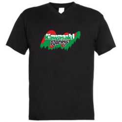 Чоловіча футболка з V-подібним вирізом Kawasaki Racing - PrintSalon