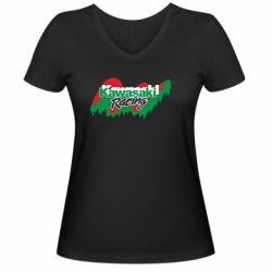 Жіноча футболка з V-подібним вирізом Kawasaki Racing - PrintSalon