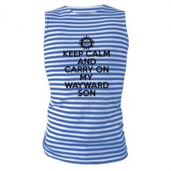 Майка-тельняшка Keep Calm and carry on - PrintSalon