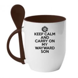 Чашка с ложкой Keep Calm and carry on - PrintSalon