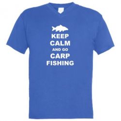 Мужская футболка  с V-образным вырезом Keep calm and go carp fishing - PrintSalon