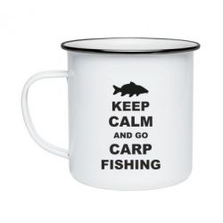 Кружка эмалированная Keep calm and go carp fishing - PrintSalon