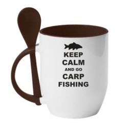 Чашка с ложкой Keep calm and go carp fishing - PrintSalon