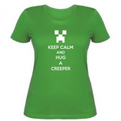 Женская футболка KEEP CALM and HUG A CREEPER - PrintSalon