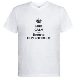Мужская футболка  с V-образным вырезом KEEP CALM and LISTEN to DEPECHE MODE - PrintSalon