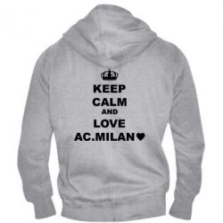 Мужское худи на молнии Keep calm and love AC Milan - PrintSalon