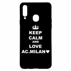 Чехол для Samsung A20s Keep calm and love AC Milan - PrintSalon