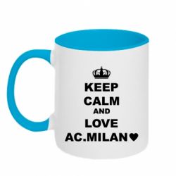 Чашка двухцветная 320ml Keep calm and love AC Milan - PrintSalon