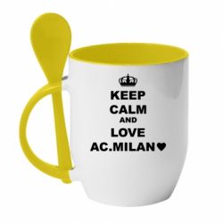 Чашка с ложкой Keep calm and love AC Milan - PrintSalon
