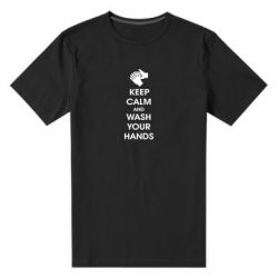 Мужская футболка премиум Keep calm and wash your hands - PrintSalon