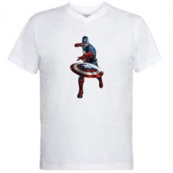 Мужская футболка  с V-образным вырезом Кэп - PrintSalon