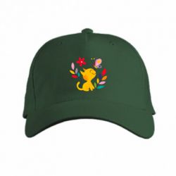 Кепка Cat, Flowers and Butterfly