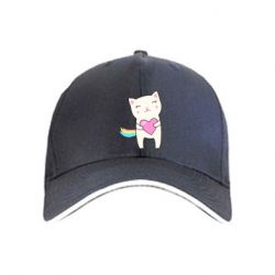 Кепка Cute cat with heart - PrintSalon