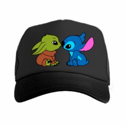 Кепка-тракер Baby Yoda And Stitch - PrintSalon