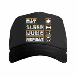 Кепка-тракер Eat sleep dj repeat. - PrintSalon