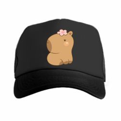 Кепка-тракер Капібара з квіткою - PrintSalon