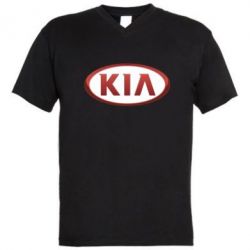 Мужская футболка  с V-образным вырезом KIA 3D Logo - PrintSalon
