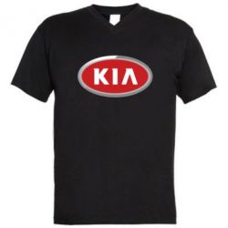 Мужская футболка  с V-образным вырезом KIA Logo 3D - PrintSalon