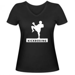 Жіноча футболка з V-подібним вирізом Kickboxing Fighter - PrintSalon