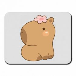 Килимок для миші Капібара з квіткою - PrintSalon