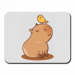 Коврик для мыши Капибара с птичкой - PrintSalon
