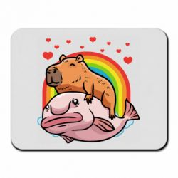 Коврик для мыши Капибара на рыбе - PrintSalon