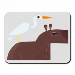 Коврик для мыши Капибара с цаплей - PrintSalon