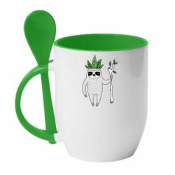 Чашка с ложкой King sloths - PrintSalon