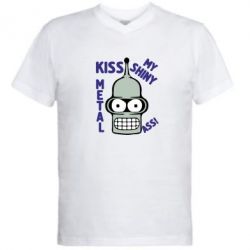 Мужская футболка  с V-образным вырезом Kiss metal - PrintSalon