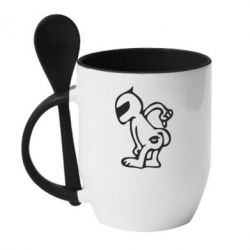 Чашка с ложкой Kiss my racer`s ass - PrintSalon