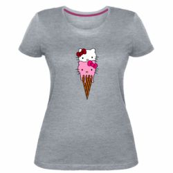 Женская премиум футболка Kitty ice cream - PrintSalon