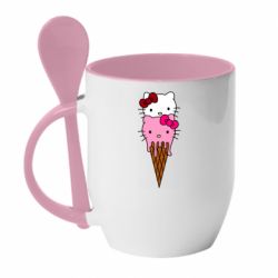 Чашка с ложкой Kitty ice cream - PrintSalon