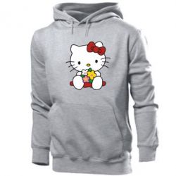 Мужское худи Kitty с букетиком - PrintSalon