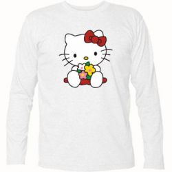 Футболка с длинным рукавом Kitty с букетиком - PrintSalon