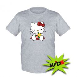 Детская футболка Kitty с букетиком - PrintSalon