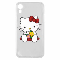 Чехол для iPhone XR Kitty с букетиком - PrintSalon
