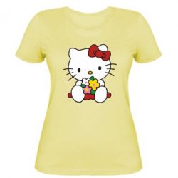 Женская футболка Kitty с букетиком - PrintSalon